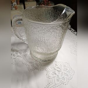 Vintage Indiana Glass MCM Pitcher 64 oz 7.5 in